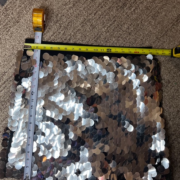 Formal-Skirt-Mini with Silver Payettes sequins sparkle, Las Vegas style, L/XL - Picture 10 of 14